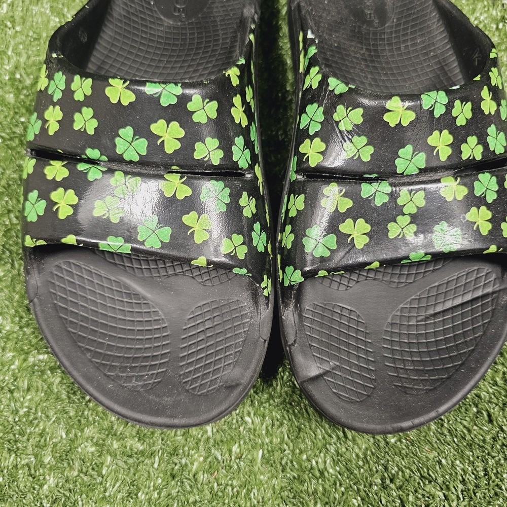 OOFOS OOahh Limited Shamrock Clover Athletic Recovery Comfort Slides Womens 9 - Picture 3 of 11